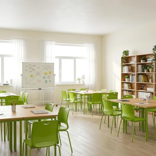 Sidanli 8 Pack Plastic Stacking Chairs, 400LBS Support Metal Frame, Green