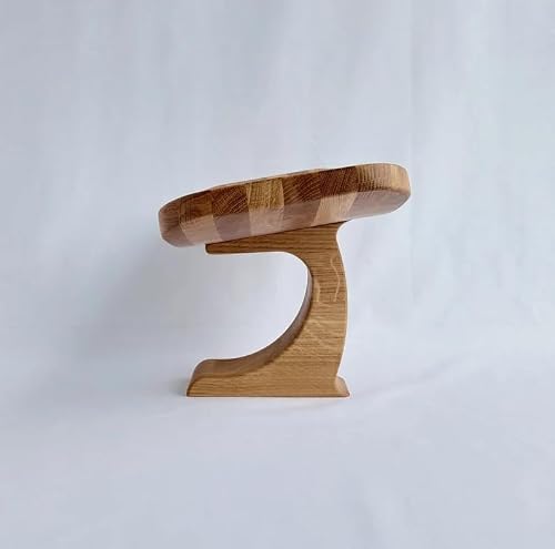SFYVNC Modern Solid Wood Footstool, Curved Ergonomic Design Foot Rest, Natural Oak Foot Stool for Living Room Bedroom Office, Durable Single Person Footrest