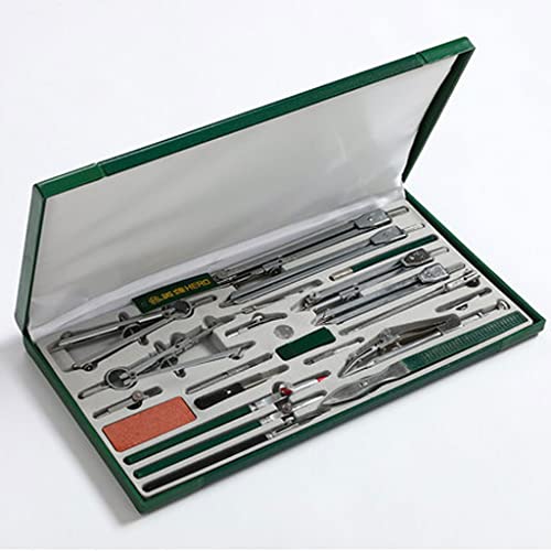 UNNS Drawing Compass 23 Piece Compass Set Math Geometry Tool Set with Lead Refill Protractor, Multifunctional for School Home and Office Tools Geometry Set (Color : A)
