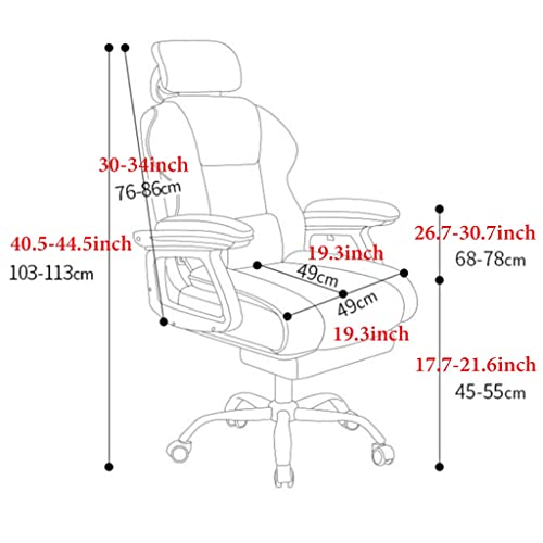 GIZNXBA Office Chair with Foot Rest Desk Office Chair Big High Back Task Chairs with Arms PU Leather Computer Chair Managerial Executive Swivel Chair with Lumbar Suppor (Color : /Brown)