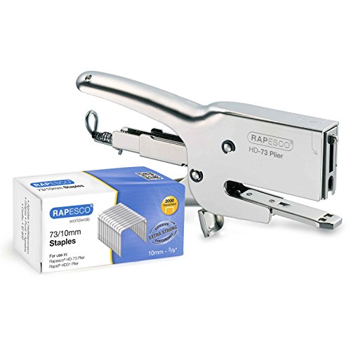 Rapesco Set Classic Heavy Duty 73 Plier Stapler and Staples 73 Type 3/8" - Pack of 2000(1305)