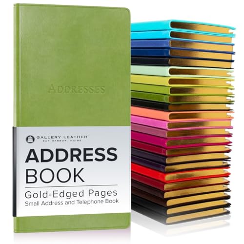 Gallery Leather Personalized Small Address Book with Alphabetical Tabs up