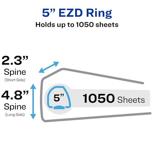Avery® Durable View™ 3 Ring Binder, 5 Inch EZD Rings, 1 Black Binder (46039)