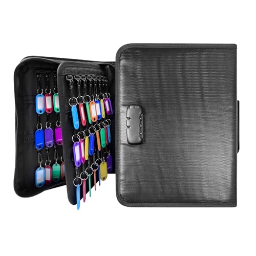 150 Position Key Organizer with Combination Lock, Waterproof Fireproof Zippered Key Case, Key Holder Box for Rental Management Real Estate Sales Hotel Executives