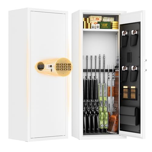 Bonusall 12-15 White Gun Safe for Rifles,Fireproof Gun Safe for Rifles and Pistols,Rifle Safes for Home with Digital Keypad,Adjustable Shelves & Handgun Pockets-White