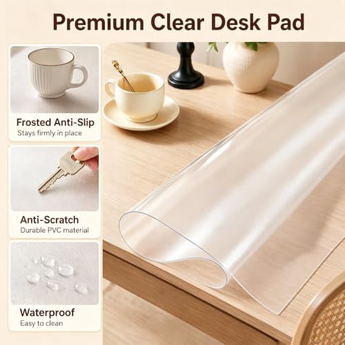 42X46 Inches Frosted Clear Office Desk Pad Mat Blotter Vinyl Table Cover