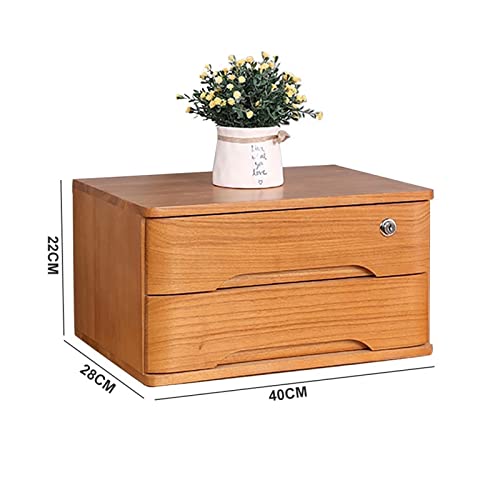 EliteBloom Flat File Cabinet Storage, Desktop Drawer Cabinet, Rustic Dresser, Wooden Desktop Storage Box with Lockable Drawers, Office Supplies A4/Receipt File Organizer, Solid Wood,A