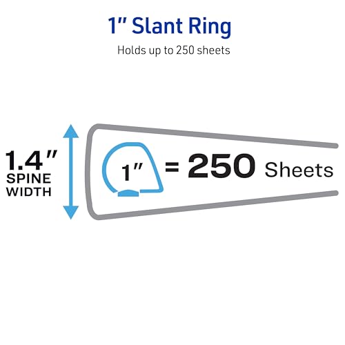 Avery Heavy-Duty View 3 Ring Binders, 1 Inch One Touch Slant Rings, DuraHinge, 1.4 Inch Wide Spine, Customizable Clear Cover and Spine, Black Binders (4-Pack of 79868)