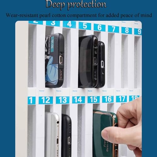 ELUKHT Aluminum Alloy Mobile Phone Safe Deposit Box with Multi Compartment Lockable Combination Organizer Hand Carried or Wall Mounted Size: 36 bit,Silver-24-bit
