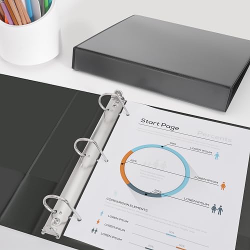 COMIX Sturdy 1 Inch D-Ring 3 Ring Binder with Clear View Cover