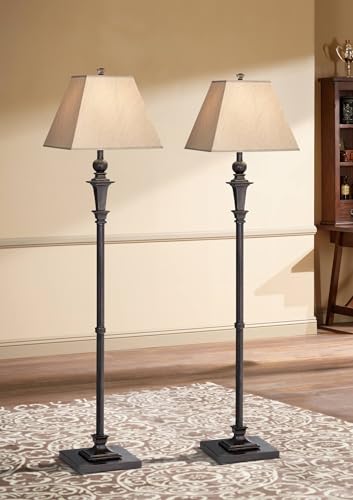 Madison 59" Tall Italian Bronze Floor Lamps Set of 2 Living Room