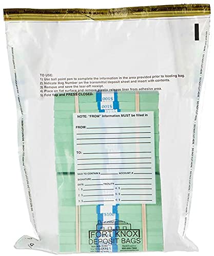 BankSupplies Ultima Blue Dual Pocket Clear Deposit Bags 12W x 16H Pack of 100 Tamper Evident Captive Flap Closure