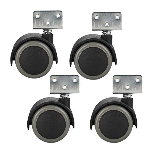 MXXADHPL 4 Pcs No Noise 1.5 Inch Polyurethane Swivel Casters with L-Shaped Mounting Plates Ideal for Furniture Flower Stands Baby Beds and Shelves -and Smooth Mobility