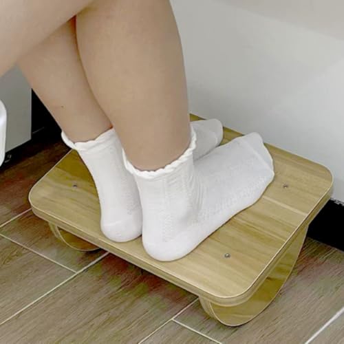 Ergonomic Under Desk Footrest for Office,Under-Desk/Sofa with 180° Rocking Motion,Solid Wood Frame 330lbs Load Capacity(White,30x40x14cm)