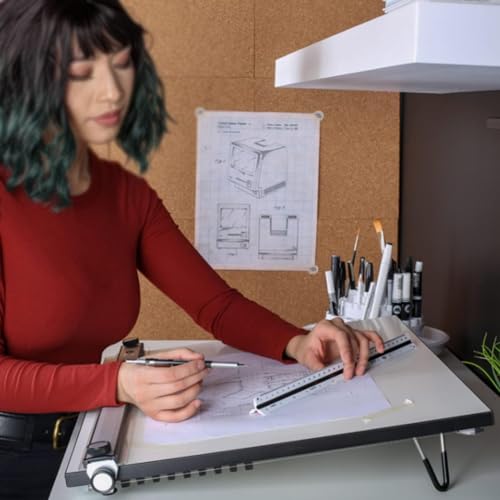 piudoiliy A2 Drawing Board,Easily Adjustable Drafting and Architecture Tool, with Parallel Ruler, for Students and Professionals
