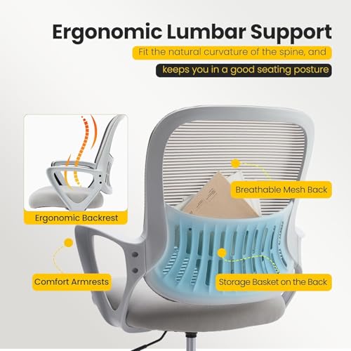 Nextay Ergonomic Tall Drafting Chair with Lumbar Support, Adjustable Mesh Office Chair with Footrest for Standing Desk (Gray)