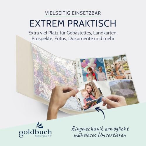 Goldbuch Ring Binder A4, Linen, Beige, 26x32 cm