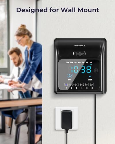 Volcora Time Clock for Employees with 50 Time Cards, 1 Ink Ribbon, Punch Time Clocks Machine for Small Business with Backup Battery, No Key and Network Need, Time Card Machine for Office, Retail
