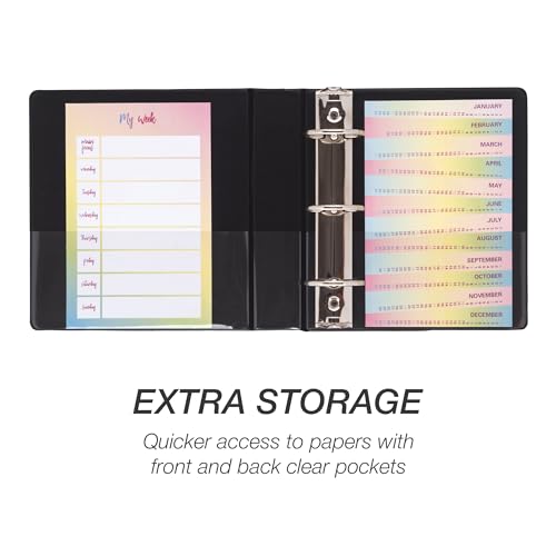 Samsill Economy 1 Inch Mini 3 Ring Binder, Round Ring Binder, Holds 5.5 x 8.5 Inch Documents, Customizable Cover, 1" View, 6-Pack, Black