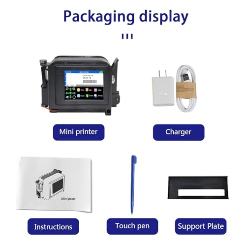 SHIHUANI 12.7mm Print Head Mini Portable Handheld Inkjet Printer for Text QR Code Barcode Date Logo Label(Without Ink,EU)