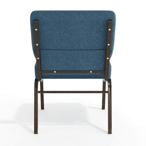 EMMA + OLIVER Blue 21" W Stacking Church Chair, 4-Pack