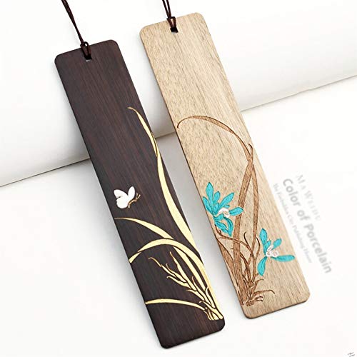 Bookmarks Hand Painted Wooden Bookmark with Beautiful Pendant Vintage Style Bookmark is A Unique Gift for Teachers Students Men and Women Page Book Accessories