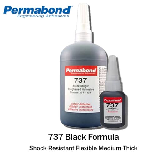 Permabond 737 (1oz Bottle) Instant Adhesive-Black Magic Gel-Toughened & Flexible Temp-Resistant-Gap Filling