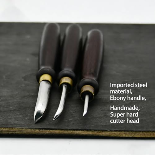 XDTKJDZ 6 Pcs Copperplate Engraving Tools, Professional Woodcut Engraving Tool Set, Blade Head, High-Hardness Steel, for Copperplate Engravers, Art School Teachers, Students, Printmaking Enthusiasts