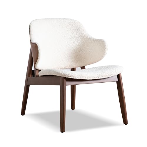 Furniture of America Callum Mid-Century Modern Solid Wood 2 Piece Brown Round Side Table Set with Upholstered Chair, Easy Assembly, for Home, Office, Living Room, Walnut