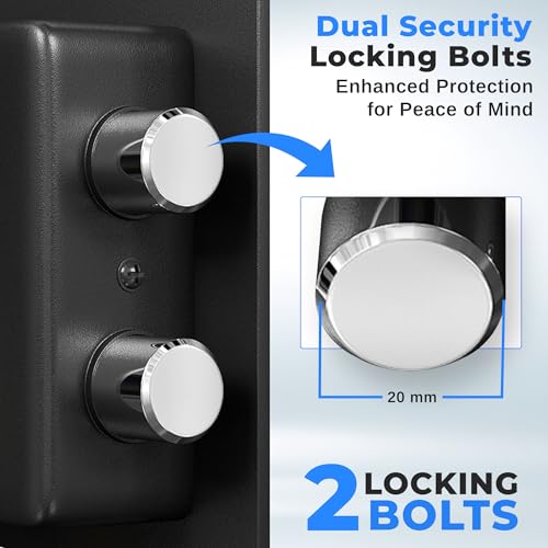 SereneLife Premium Steel Digital Safe Box - 9.1" x 6.7" x 6.7" | Secure Storage for Cash, Firearms & Jewelry | Great For Hotels, Cabinets & Home Use | Electronic & Mechanical Access | 2 Keys | Black