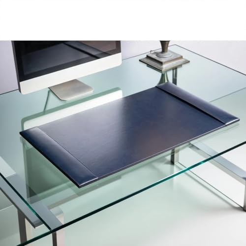 Dacasso Bonded Pad with Side Rails Luxury Leather Desk Blotter for Writing, 30 x 18 (Navy Blue)