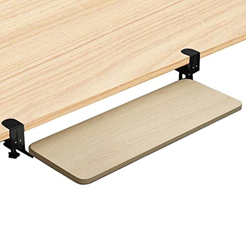 BWPURWDFH Keyboard Mouses Support Bracket, Wooden Keyboard Tray, for Home Office Computer Desk Extender, Under Desk Sliding Keyboard Drawer Platforms, with Clamp, Easy Install, Ergonomic (Ma