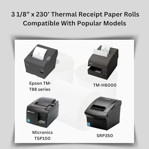 BAM POS 3 1/8” x 230’ Thermal Receipt Paper Rolls - BPA Free - Credit Card Paper - Point of Sale Cash Registers - 30 Rolls Per Case