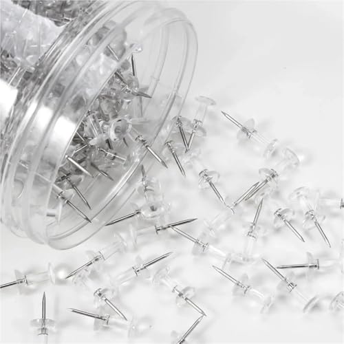 Thumbtack 500 Counts Clear Steel Points Standard Push Pins for Bulletin Board