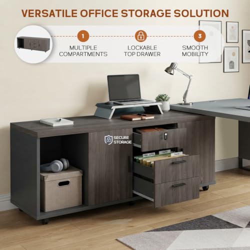 Lateral File Cabinet With Storage, Mobile Office Cabinet For Home Office