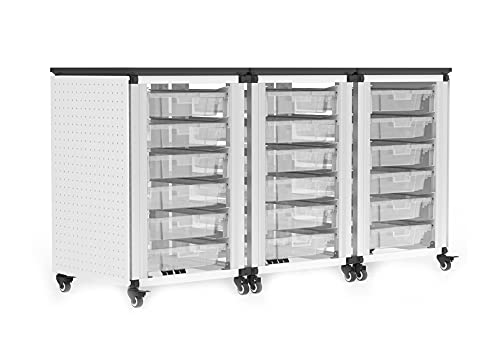 LUXOR MBS-STR-31-18S Modular Classroom Storage Cabinet - 3 Side-by-Side modules with 18 Small Bins