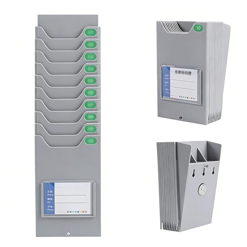 Time Card Rack Expandable Time Card Holder Wall Mount, 5 10 15 20 25 30 Slot Employee Punch Card Rack, Industrial Card Organizer for Workplace Time Tracking(20 Pockets)