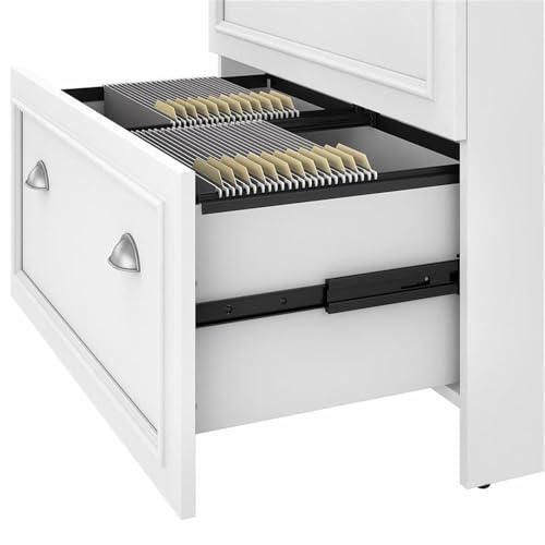 Pemberly Row 2 Drawer Lateral File Cabinet, Engineered Wood, Pure White and Shiplap Gray Finish, 30W x 20D x 30H, Smooth Full-Extension Ball Bearing Slides, Home Office Filing Organizer