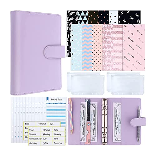 GGGUOJINN PU Leather Budget Binder Cash Envelope System with 12PCS Money Envelopes and Expense Sheets, 4 Pockets (Color : A, Size : 7.5 x 5.5 inch) (B 7.5 x 5.5 inch)