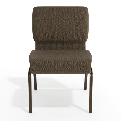 Flash Furniture 4 Pack HERCULES Series 21''W Stacking Church Chair in Brown Fabric - Gold Vein Frame