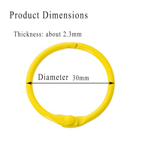 Binder Rings, 20 PCS Diameter 3cm Book Rings Metal DIY Binder Ring for Home School Office Booklets Cards File(Black)