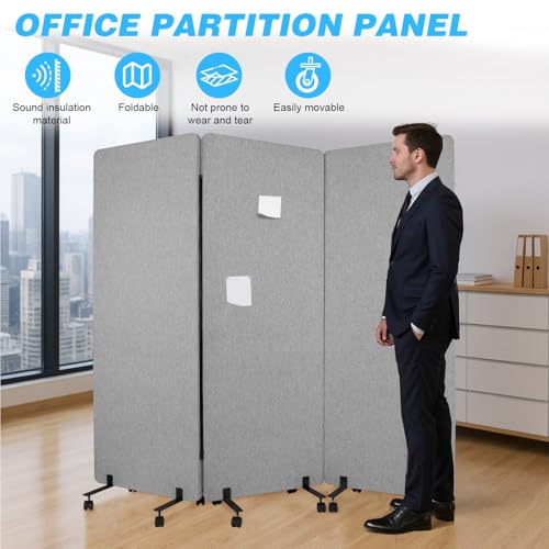 3 Panels Freestanding Partition Room Dividers Folding Room Divider Folding Portable Partition Screens for Offices Balcony Bedroom Outdoor Garden