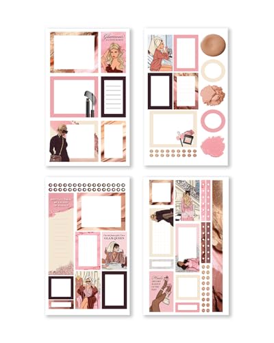 Rongrong Glam Girl Planner Stickers Book for Planners, Calendars and Journals – Aesthetic Premium Quality Stickers – Scrapbook Accessories – 24 Pages