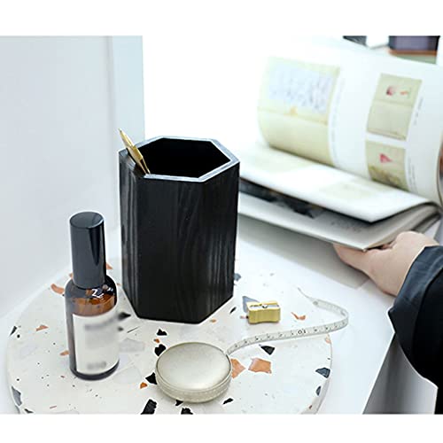 LSSOAZZVVN Pen Pencil Holder Container Table Multifunctional Mini Desktop Trash Can Cosmetic Brush Holder Home Office Stationery (Color : Black) (Brown)