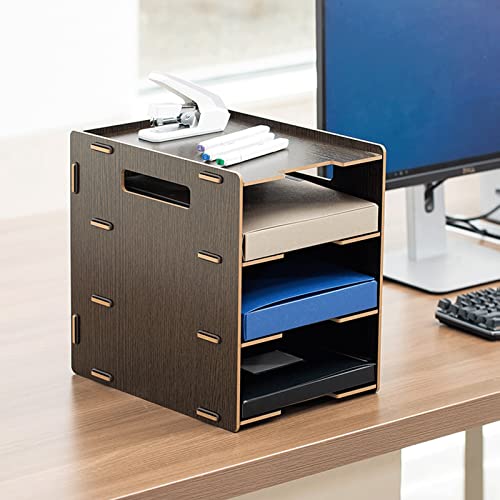 File Holder Desktop File Rack Thickened Three-Layer File Rack Storage Rack Desktop Book Shelf Letter Sorter File Organizer Magazine Rack File Folder Rack (Color : 1)