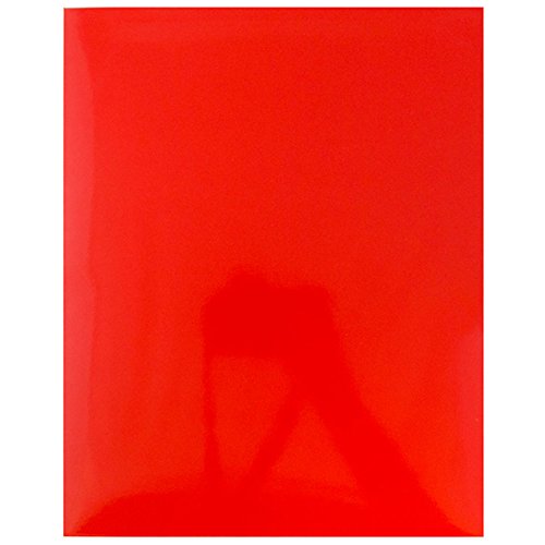 JAM PAPER Laminated Two Pocket Glossy School Folders - Letter Size - High Gloss Red - Bulk 100/Box