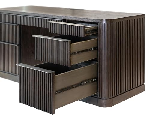 Contemporary Executive Wood Credenza Executive Desk Fully Assembled Brown