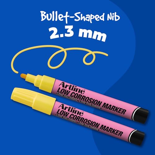 Artline Low Corrosion Paint Markers, 2.3mm, Yellow 12 Pack