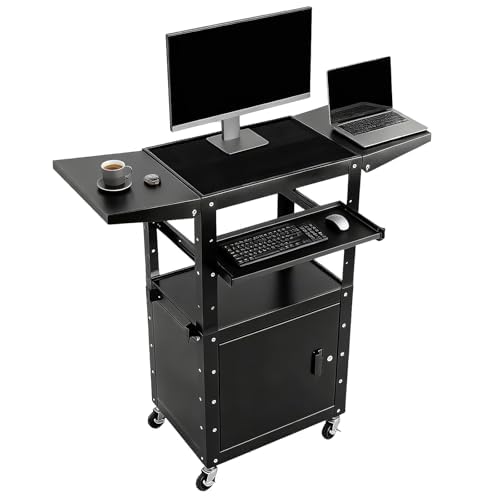 Generic Rolling AV Carts Cabinet with Locking Cabinet and Keyboard Tray 3D