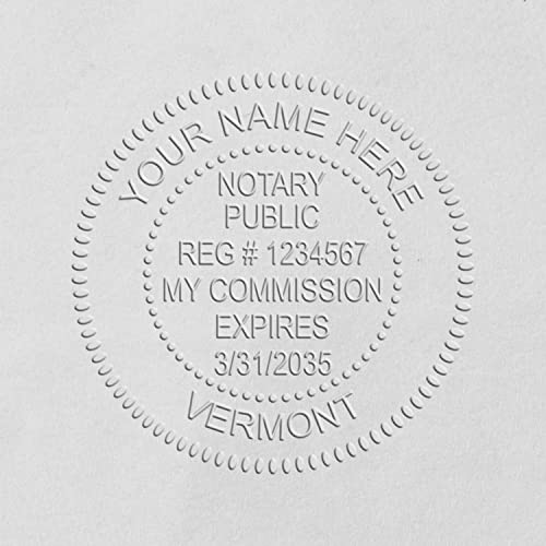 Heavy Duty Vermont Notary Embossing Seal, Long Reach Desk 1-5/8 in Stamp